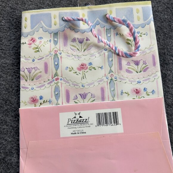 Vintage 3d‎ Pastel Floral Heart gift bag by Pizzazz! vintage 1990s - Picture 8 of 9